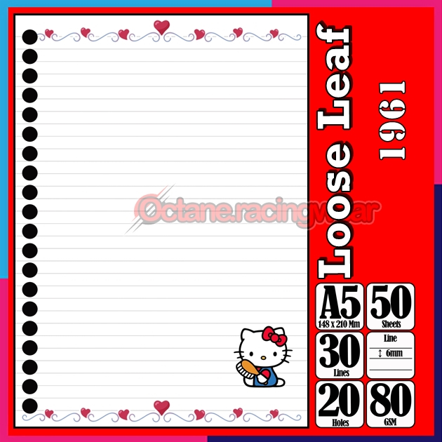 

Loose Leef Leaf A5 Isi 50 Lembar Binder Karakter Bunga pink Love cute Lucu Anime Cewe my Melody Hello Kitty Kucing Hewan Terbaru Polos refil Refill Vol-21