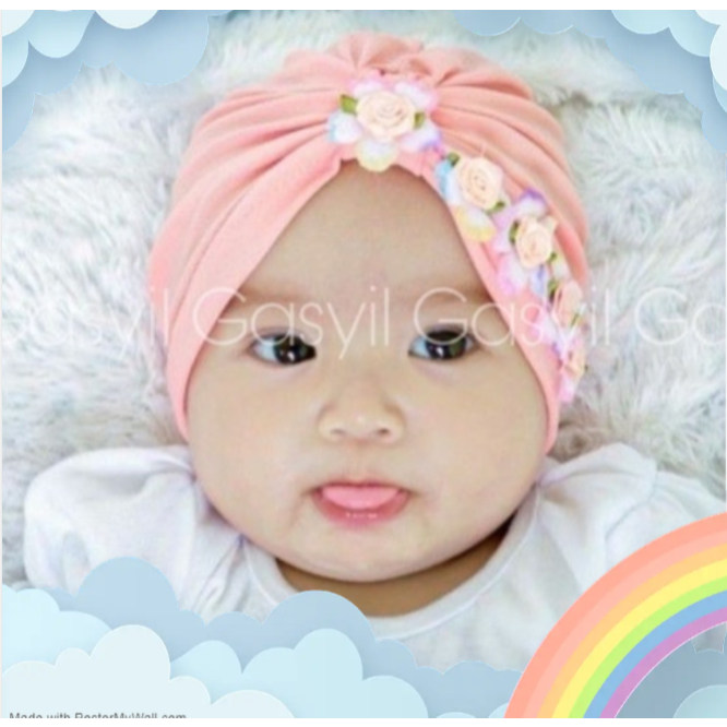 Turban Bayi Bunga Rainbow Ciput Bayi newbon Anak Perempuan