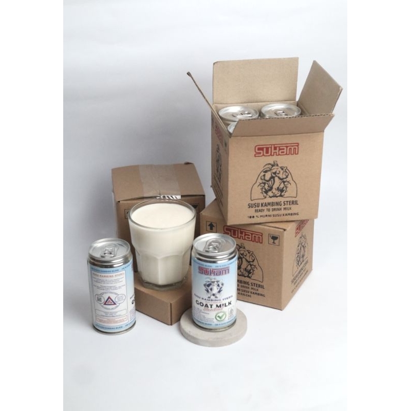 

Sukam Goat Milk Susu Kambing Steril siap minum 100℅ susu kambing tanpa campuran paket 4 kaleng