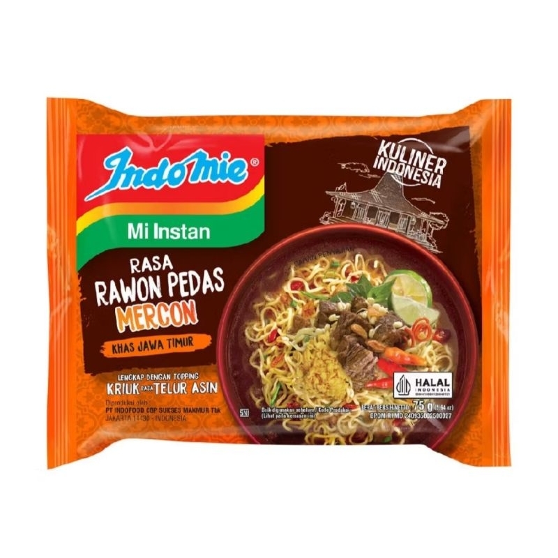 

Indomie Kuah Rasa Rawon Pedas Mercon Khas Jawa Timur (1 karton isi 40pcs)