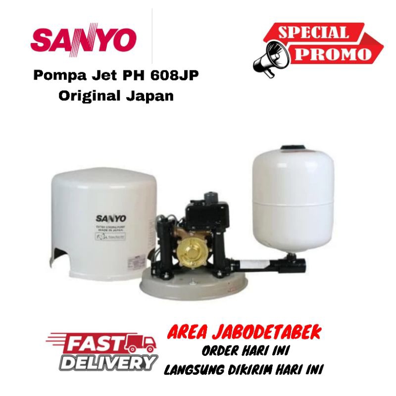 SANYO Pompa Jet PH 608 JP Sumur Dangkal - ORIGINAL JAPAN Garansi Resmi