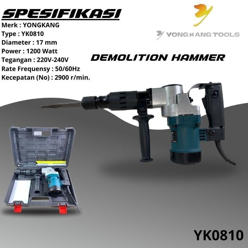 YONGKANG YK0810 DEMOLITION HAMMER 1200W Mesin bor bobok tembok pahat dinding beton