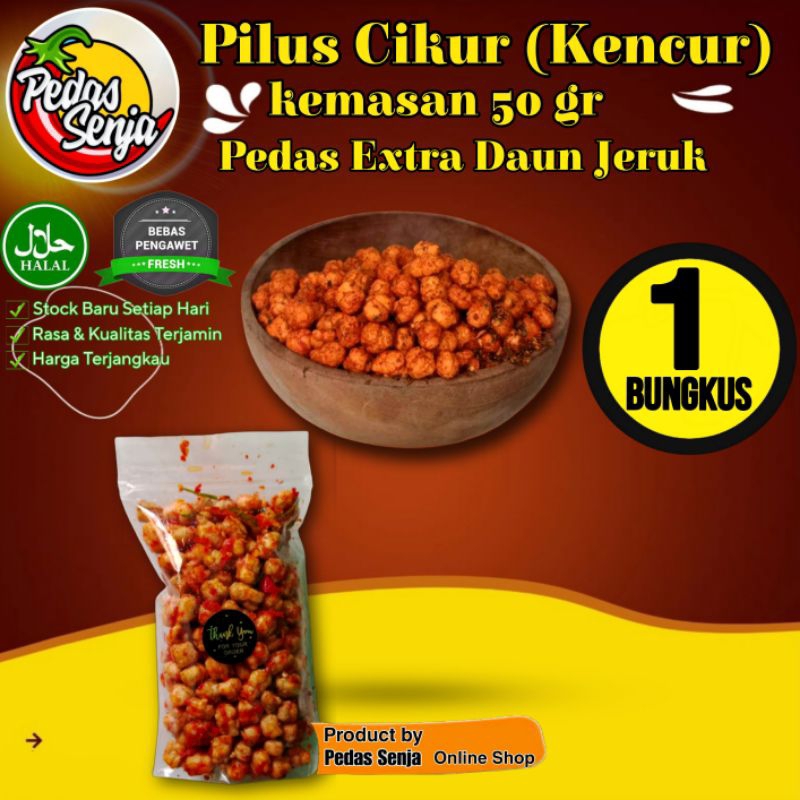 

Pilus Cikur Kencur Pedas Extra Daun Jeruk 50 gram - Topping Baso Aci Kuah Bakso Seblak