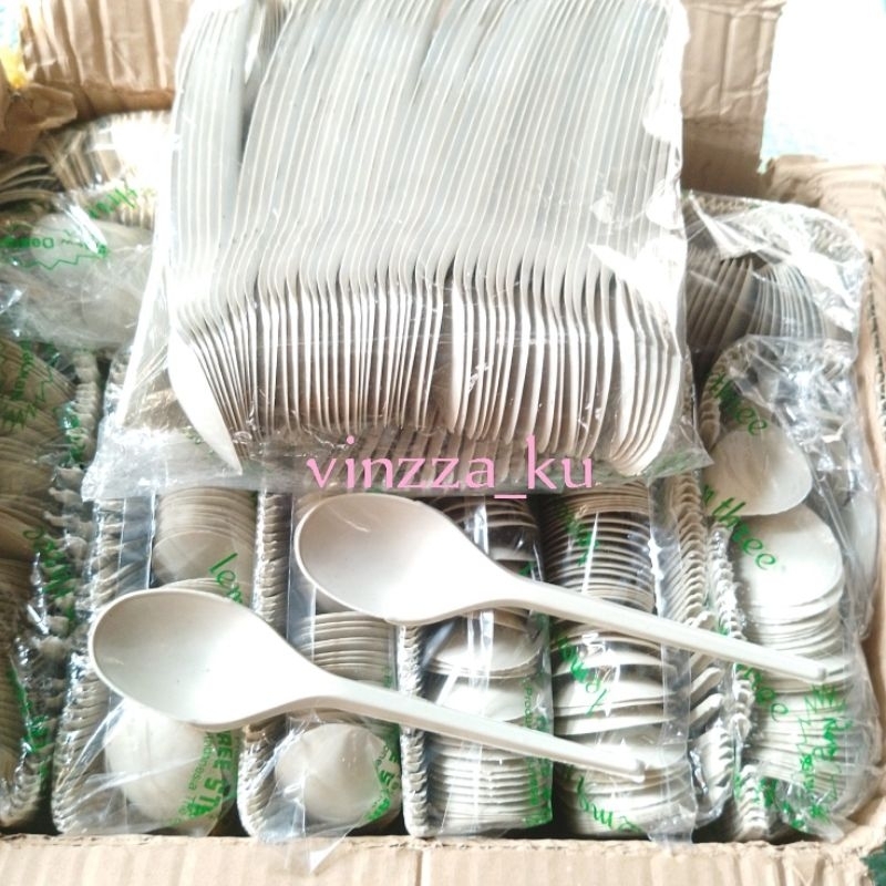 Sendok Lemon Makan Panjang Putih / Sendok Plastik putih 100 Batang