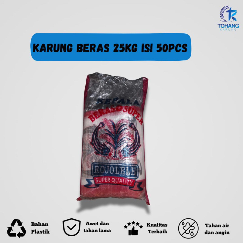 (50pcs) Karung plastik baru beras 25kg rojolele walet bmw badak