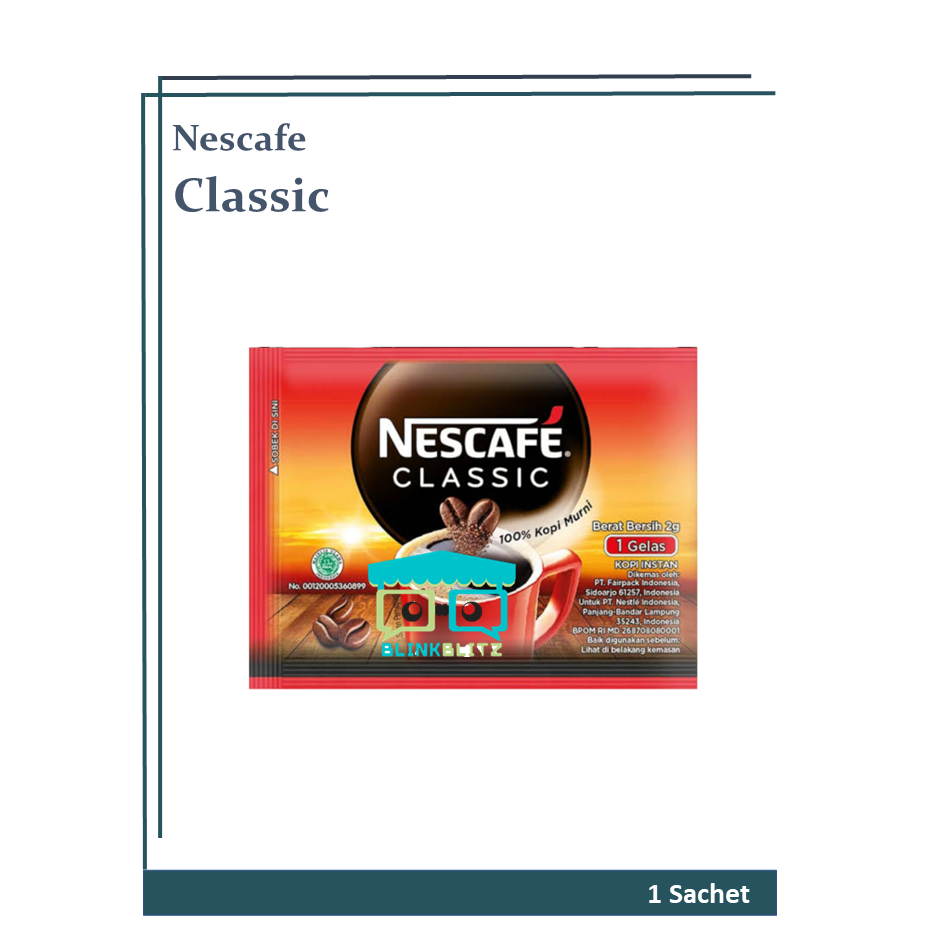 

SACHET Nescafe Classic Original 2gr Kopi Instan Isi 1 Sachet Tanpa Gula Coffee Instant