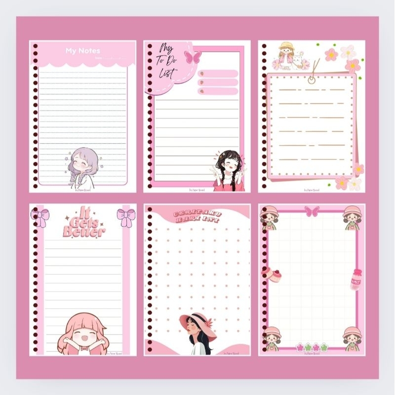 

Loose Leaf Refill Kertas Binder Ukuran A5 Untuk Notebook Tema Warna Pink by Paper Noind
