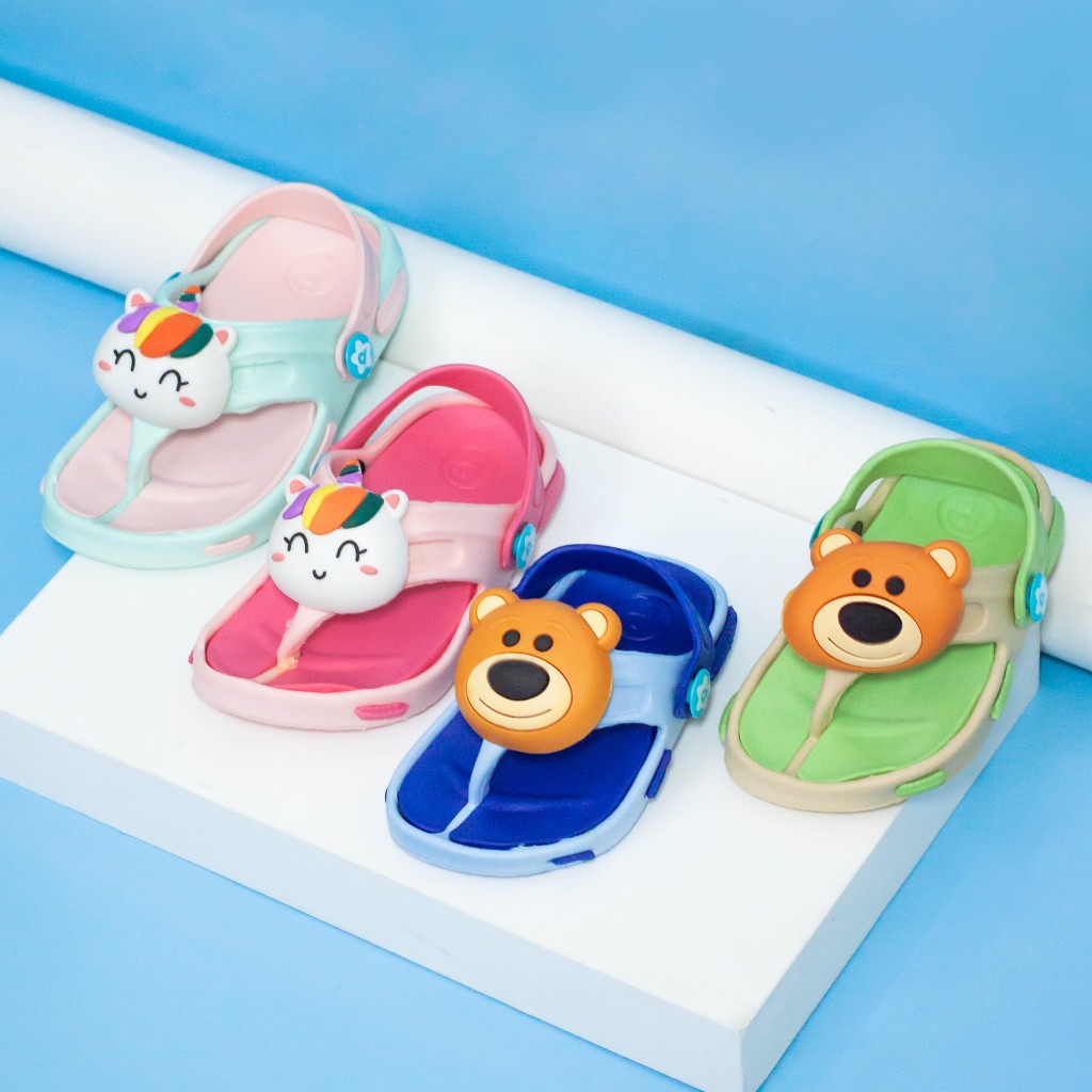 Porto 602T-2 Sandal Jepit Anak Sendal Porto Anak Perempuan Laki-Laki Karakter Lucu Bahan Karet Bagus