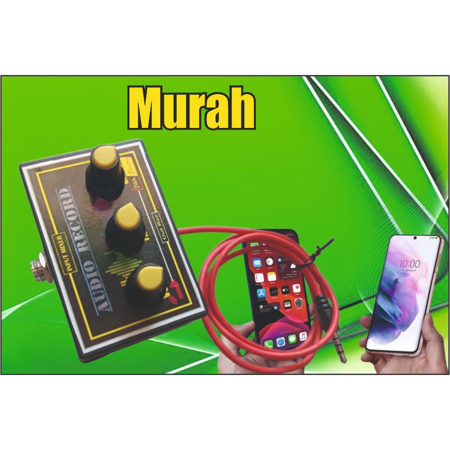 ALAT REKAM MIXER KE HP PLUS TONE CONTROL PASIF VERSI JACK INPUT AKAI Plus Kabel 2 Meter