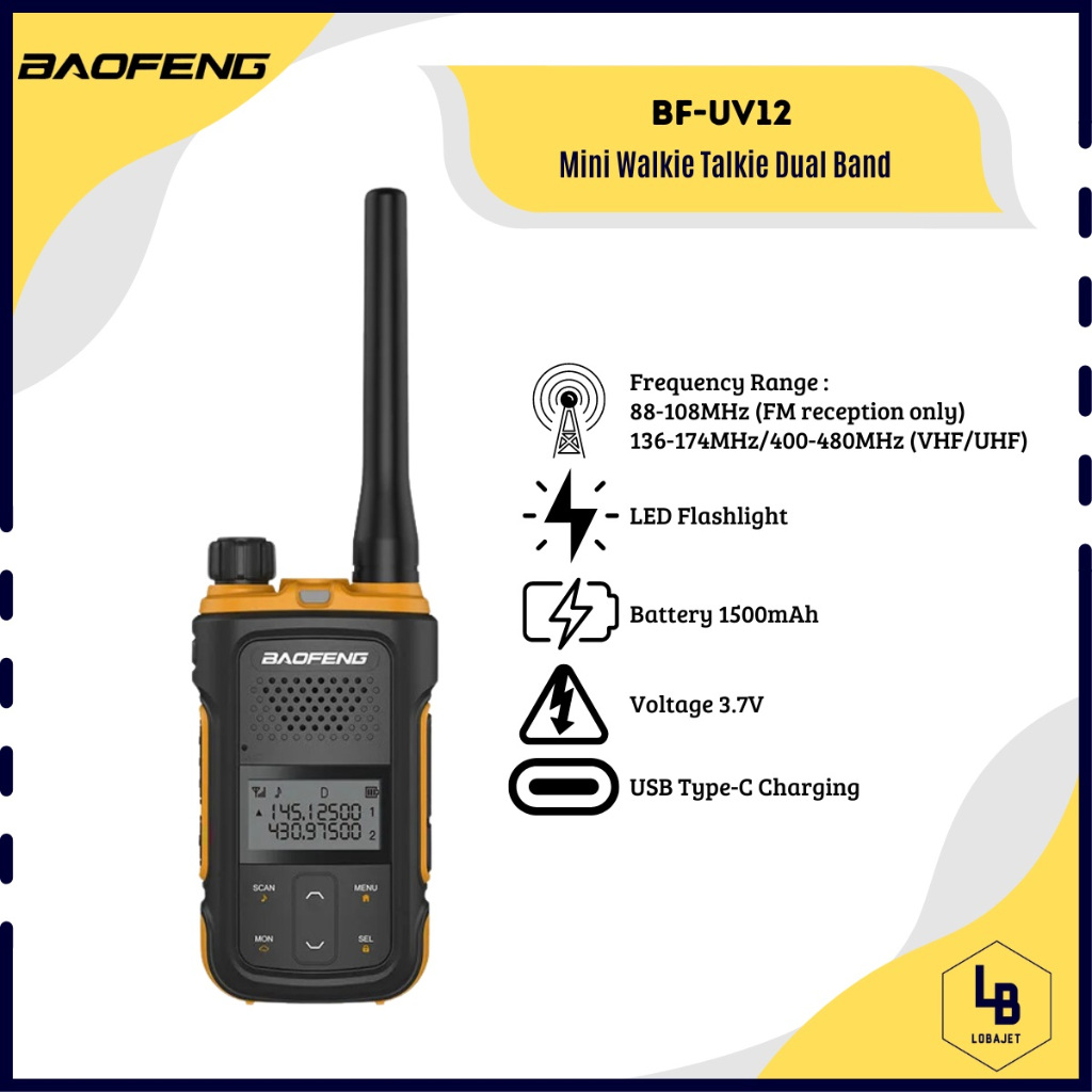 BF-UV12 - Mini Portable Radio Handy Walkie Talkie Dual Band - Radio Panggil Portabel Dua Arah