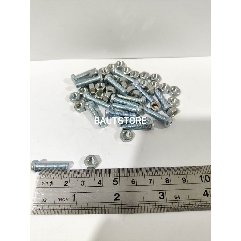 Baut Mur Obeng Baut 8/5mm x 20mm (Paket 100pcs)