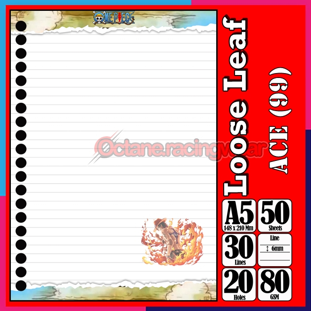 

Loose Leef Leaf A5 Isi 50 Lembar Binder Karakter Ace Anime One PieceTerbaru Polos refil Refill Vol-10