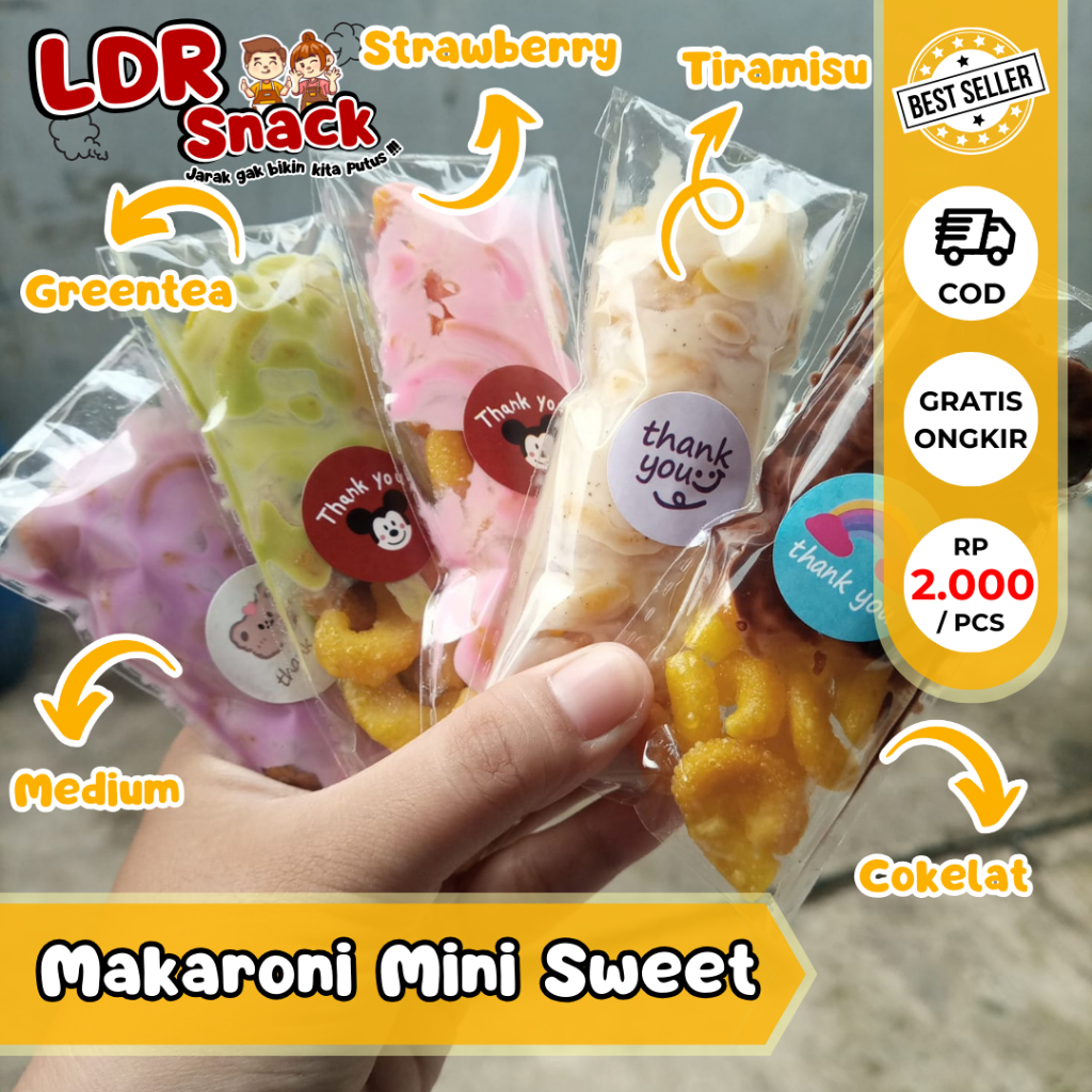 

BELI 20 GRATIS 1 LDR Snack Makaroni berat 35gr / TANPA LABEL