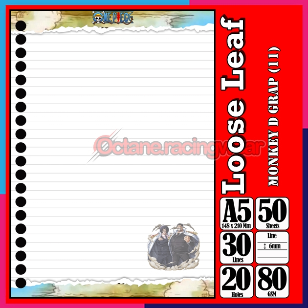 

Loose Leef Leaf A5 Isi 50 Lembar Binder Karakter Monkey D graf Luppy lupy Mugiwara Anime One PieceTerbaru Polos refil Refill Vol-13