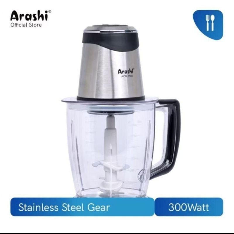 Arashi Chopper Machine ACM 1506 / Penggiling Bumbu & Daging / 1.5L / 300 Watt* Memudahkan untuk memo