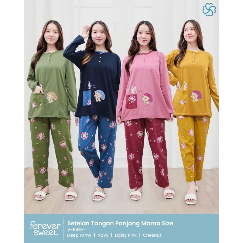 babydoll forever PP MAMA SIZE celana panjang tangan panjang piyama baju tidur babydoll wanita