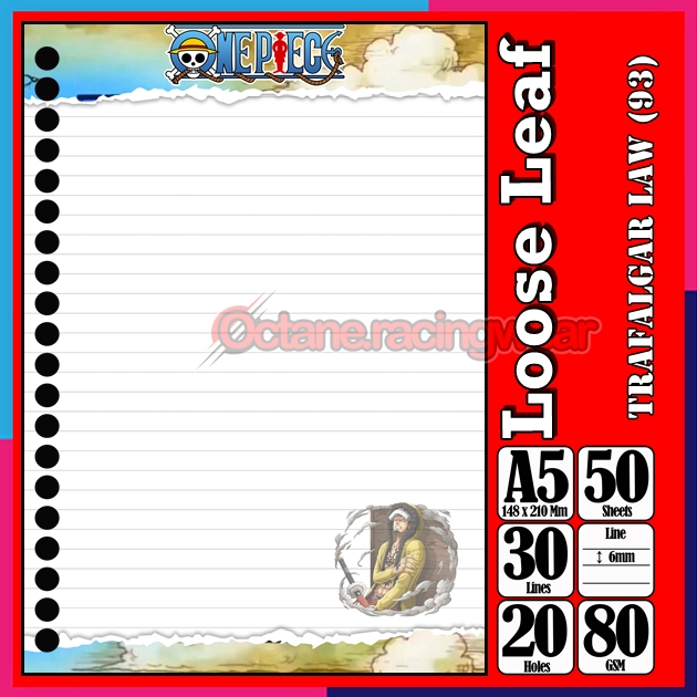 

Loose Leef Leaf A5 Isi 50 Lembar Binder Karakter Trafalgal Law Ussop Usop Anime One PieceTerbaru Polos refil Refill Vol-37