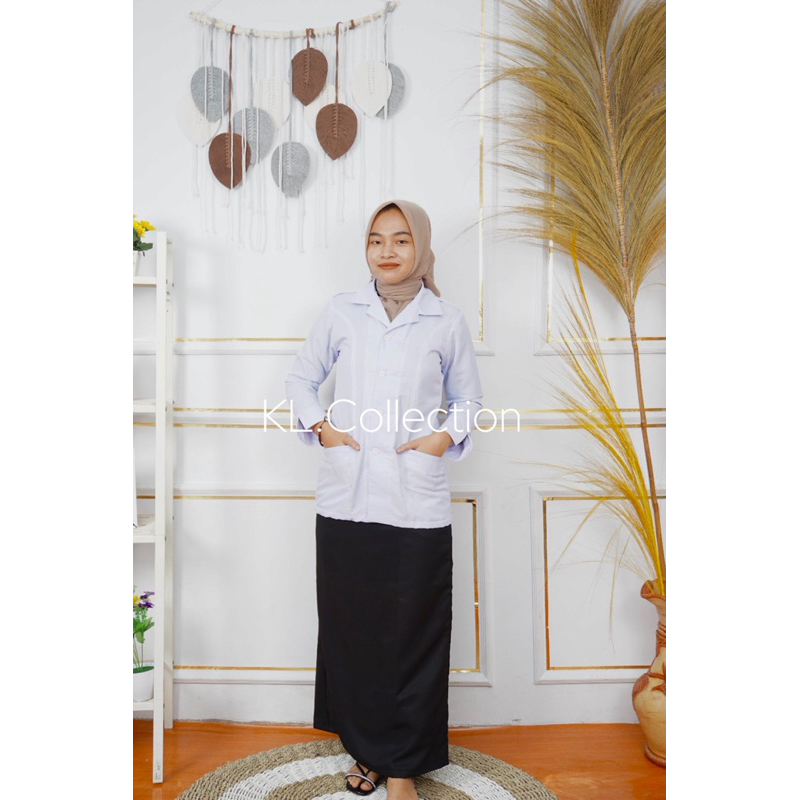 Baju pemda pns wanita Stelan hitam putih saku bawah  wanita terbaru