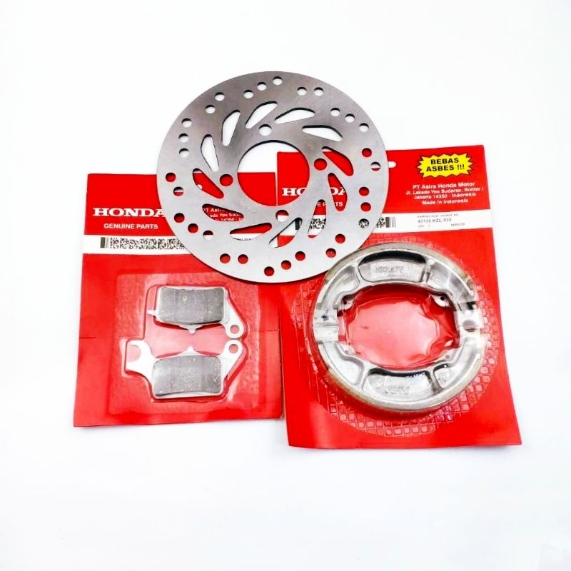 Paket Kampas Rem Depan Belakang + Cakram Beat - Scoopy - Spacy - Vario