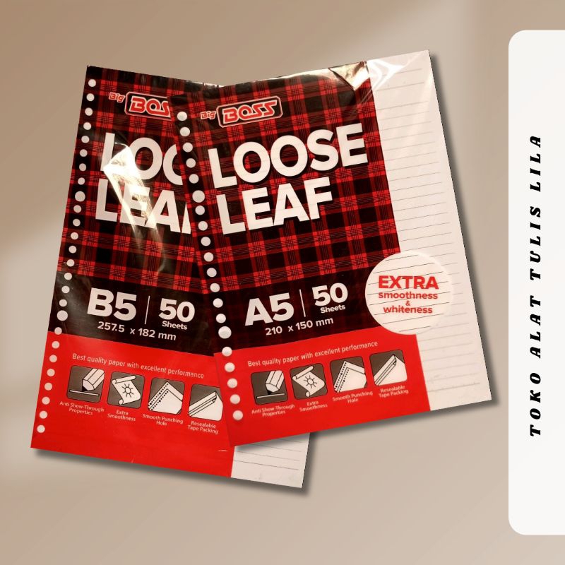 

Loose Leaf Bergaris A5 / B5 isi 50 lembar