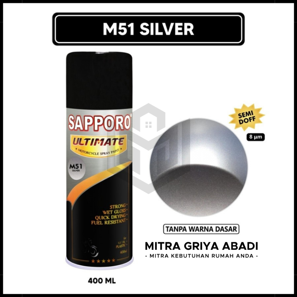 Sapporo Ultimate 400ml M51 Silver (Semi Doff) / Cat Semprot