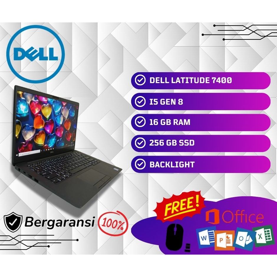 LAPTOP DELL LATITUDE 7400 / I5 GEN 8 / SECOND / BERKUALITAS / BERGARANSI / TERMURAH / WINDOWS 10