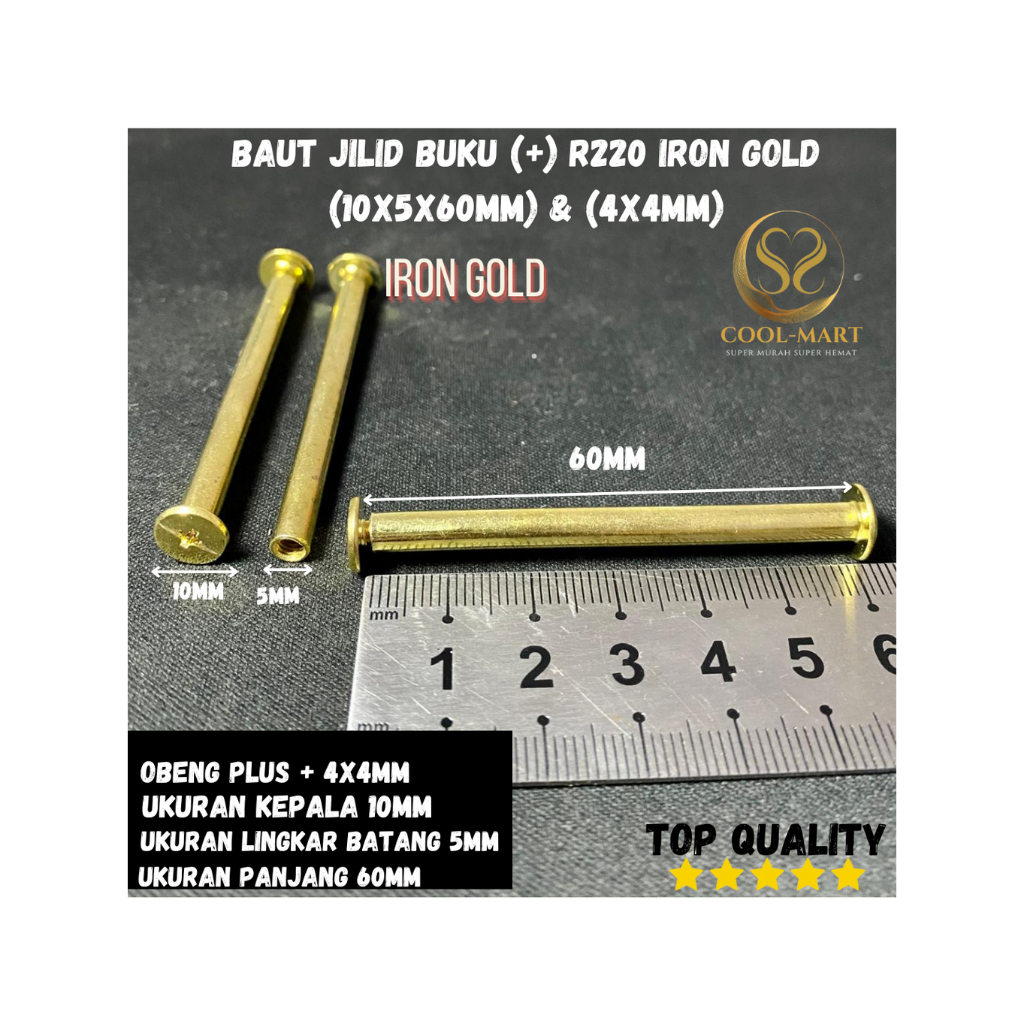 BAUT JILID BUKU (+) R220 IRON GOLD (10X5X60MM) & (4X4MM)