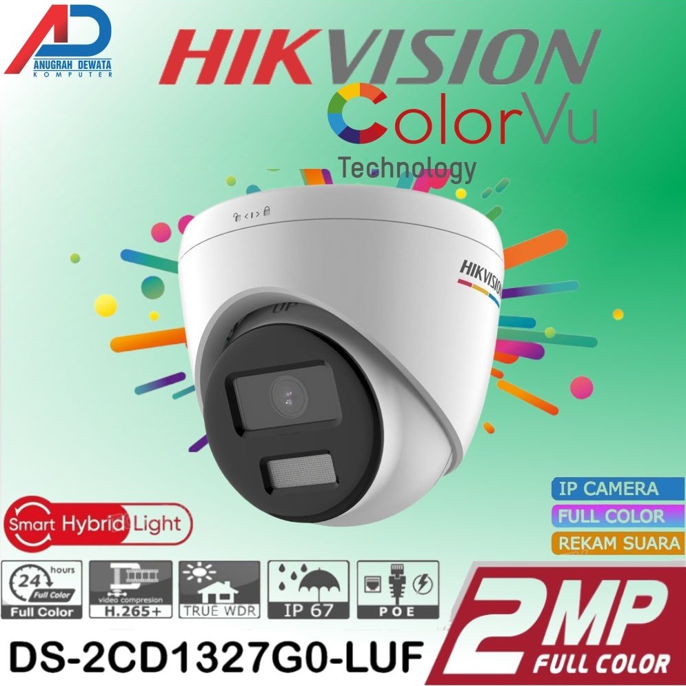 IP CAMERA 2MP COLORVU AUDIO HIKVISION DS-2CD1327G0-LUF IP CAM POE