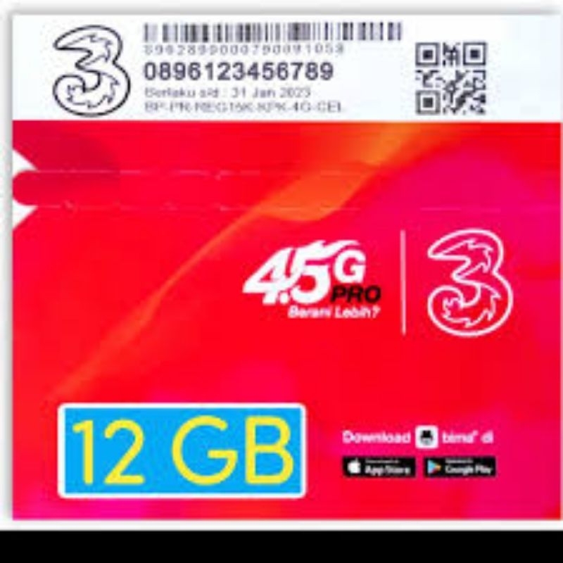 KARTU TRI 12 GB 30 hari