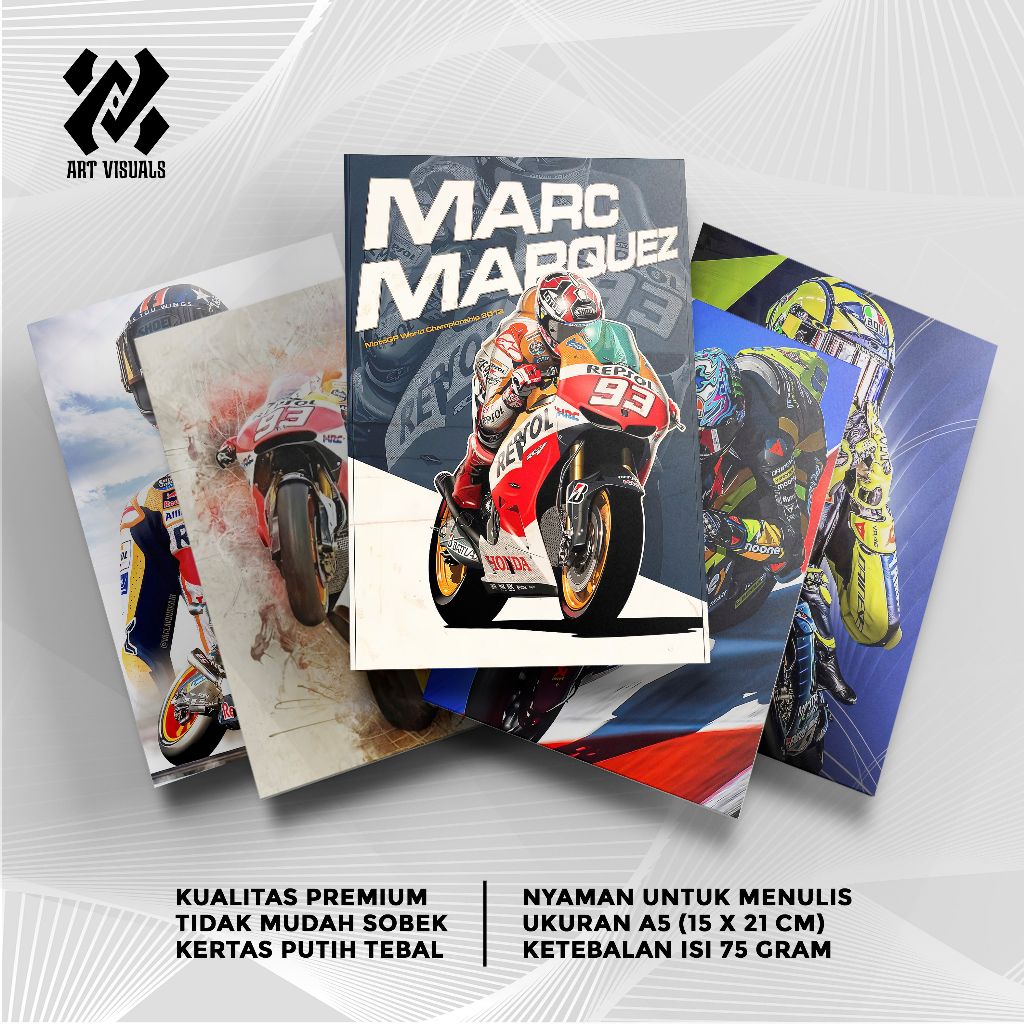 

Buku Tulis Custom Tema Moto GP Terlengkap Termurah Model Bebas Pilih Foto / Buku Tulis Sekolah / Buku Catatan