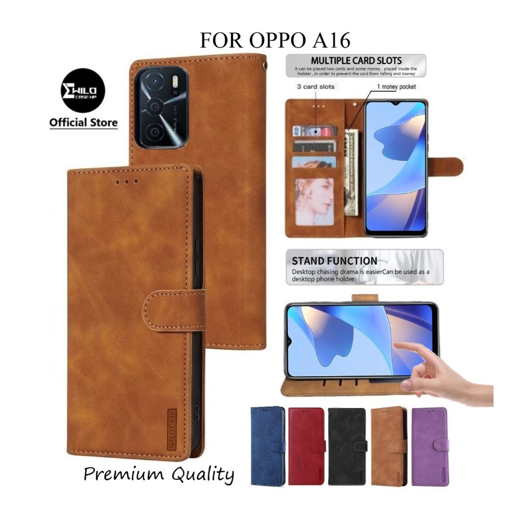 Wilocase For Oppo A16 Premium Case Flip Wallet Kulit/Casing Dompet Hp