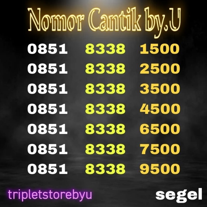 hot promo nomor cantik by.u terbaru seri ratusan