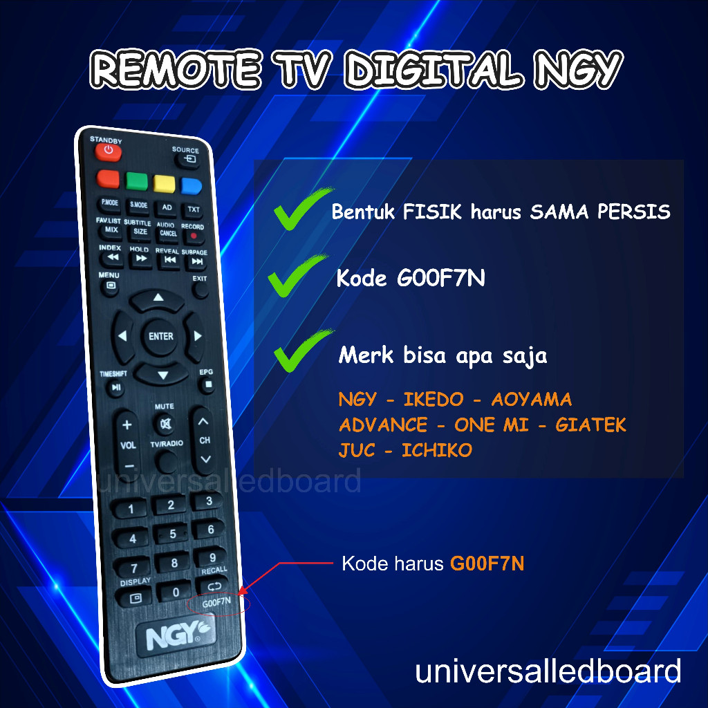 Remote TV Digital LCD LED DVBT2 Nagoya / IKEDO Original