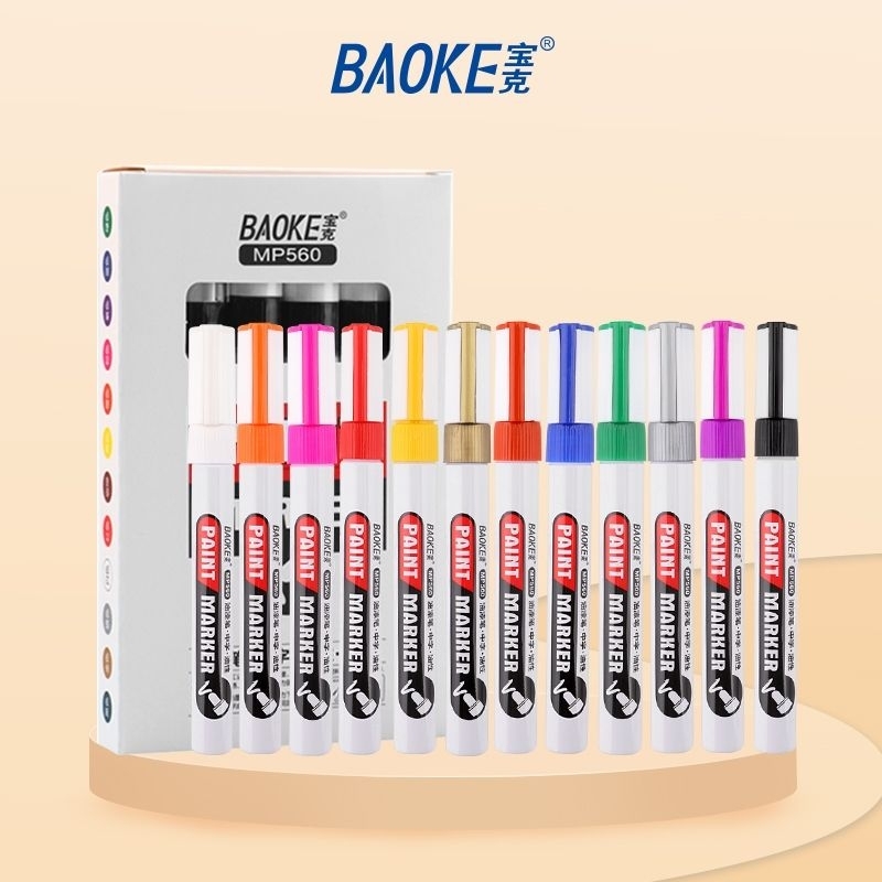 

BAOKE set spidol cat permanen 12 warna berbasis minyak MP560 1 PCS