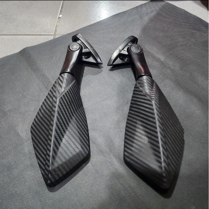 Kaca spion ninja R25 pendek daun motif karbon