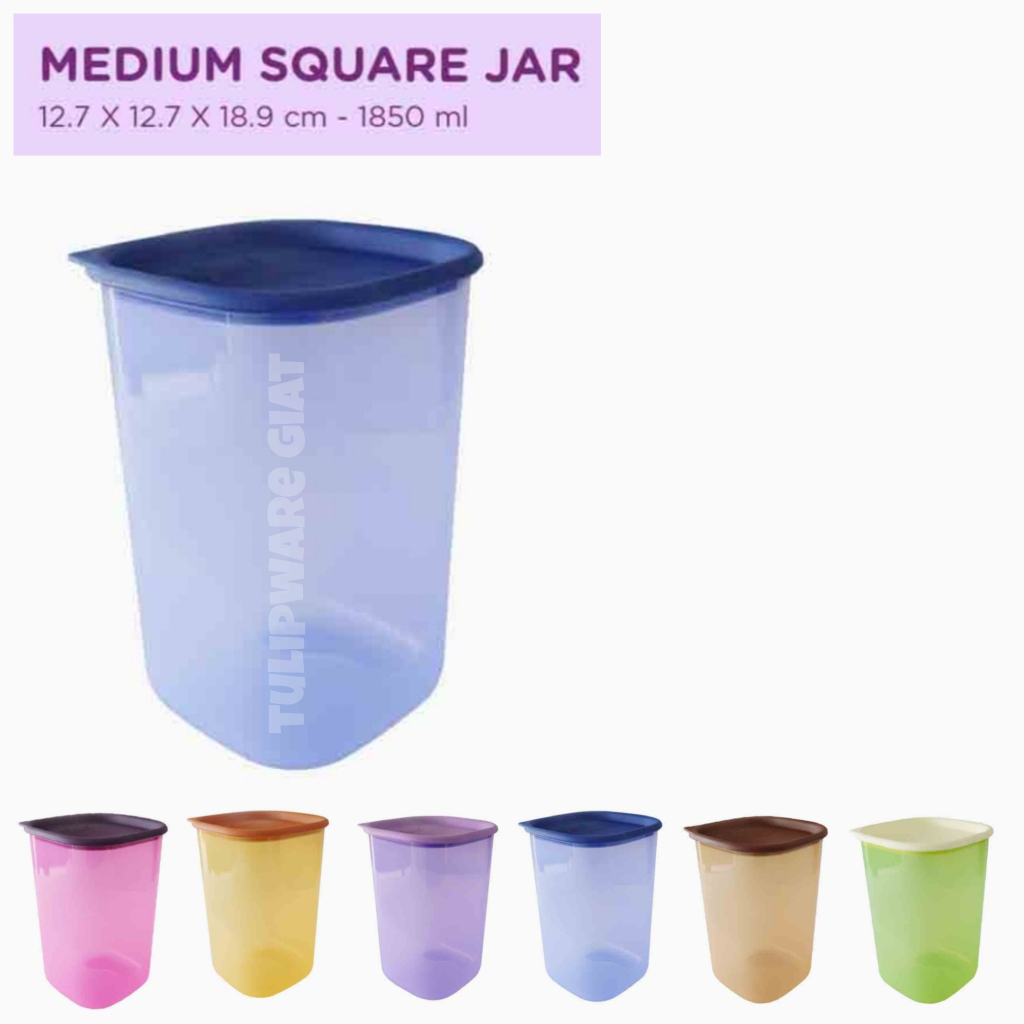 Twin Tulipware MEDIUM SQUARE JAR TOPLES KUE 1850 ml Toples Kue Lebaran Wadah Tulipware Kita