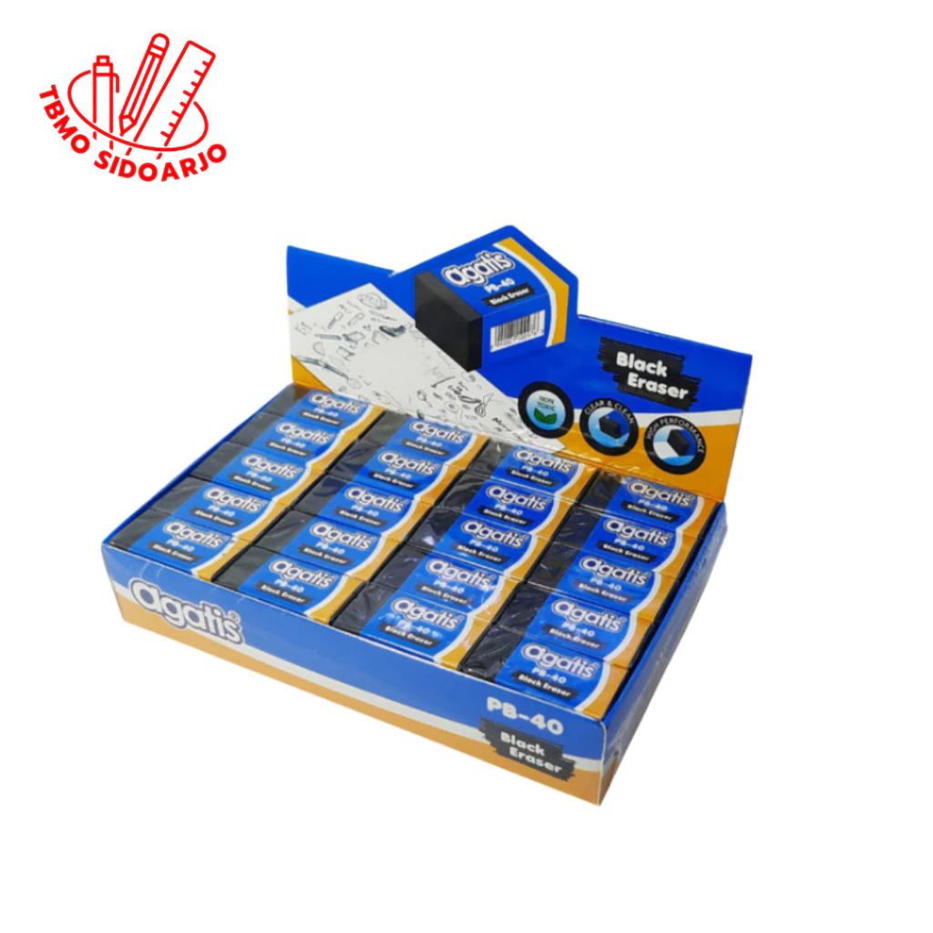 

Agatis Penghapus Pensil Kecil Black Eraser Per Pack Isi 40pcs