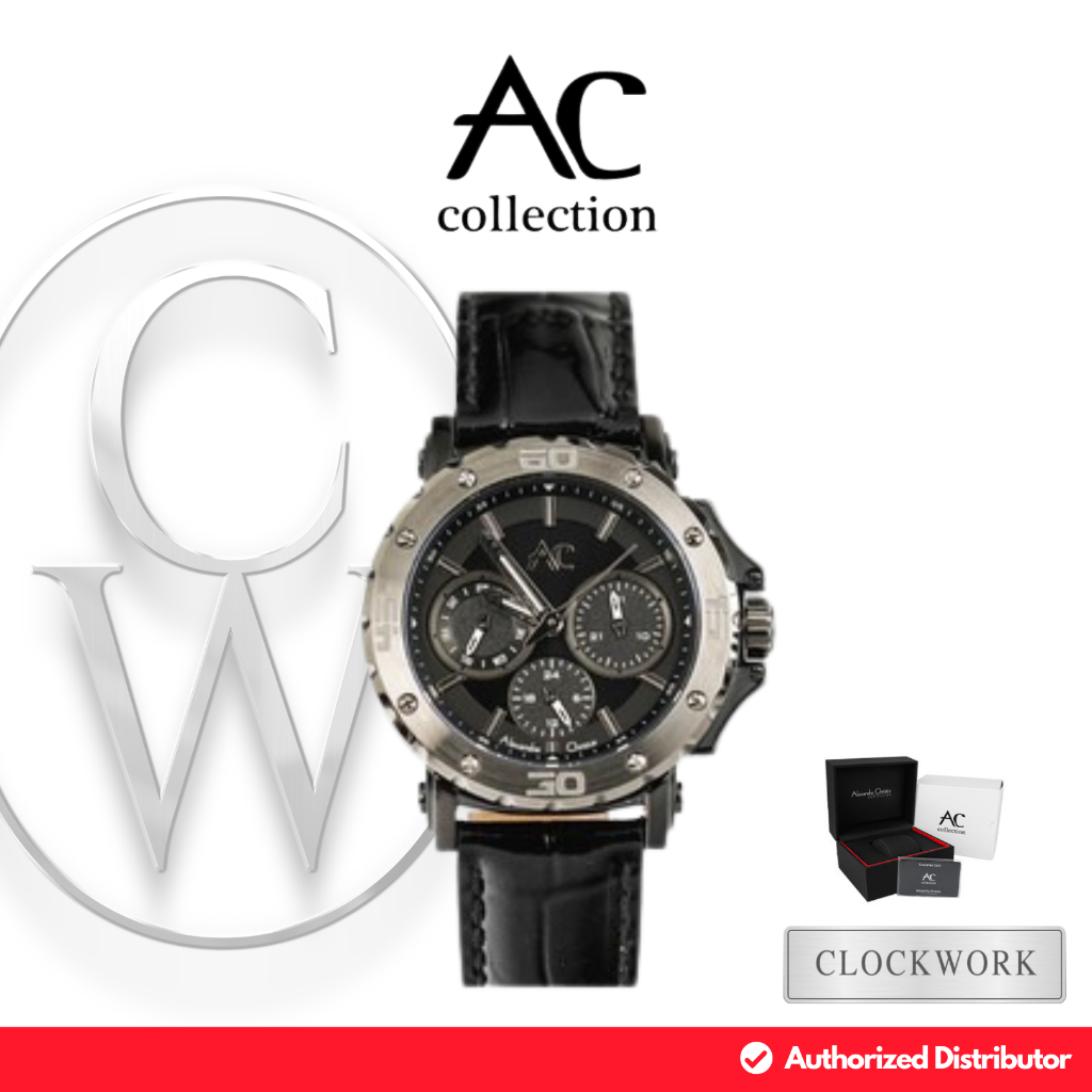Jam Tangan Wanita Alexandre Christie Collection AC 9205 BFLEPBA Kulit Sporty Multifungsi Hitam