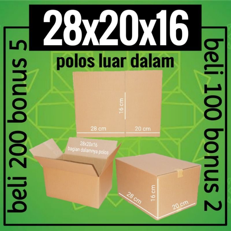 

Kardus box polos karton packing ukuran 28x20x16