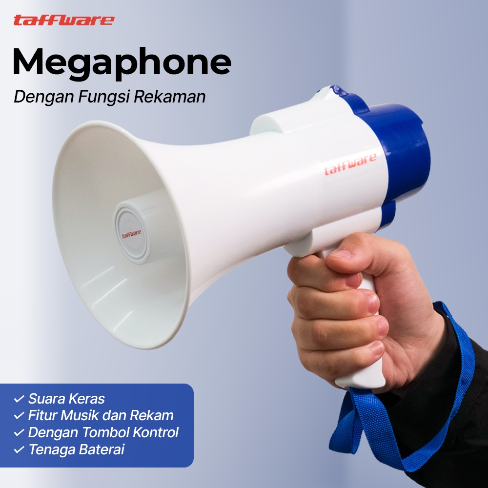 Pengeras Suara Megaphone Mini Portable Bluetooth kecil bisa rekaman warna putih | Toa Merk Taffware