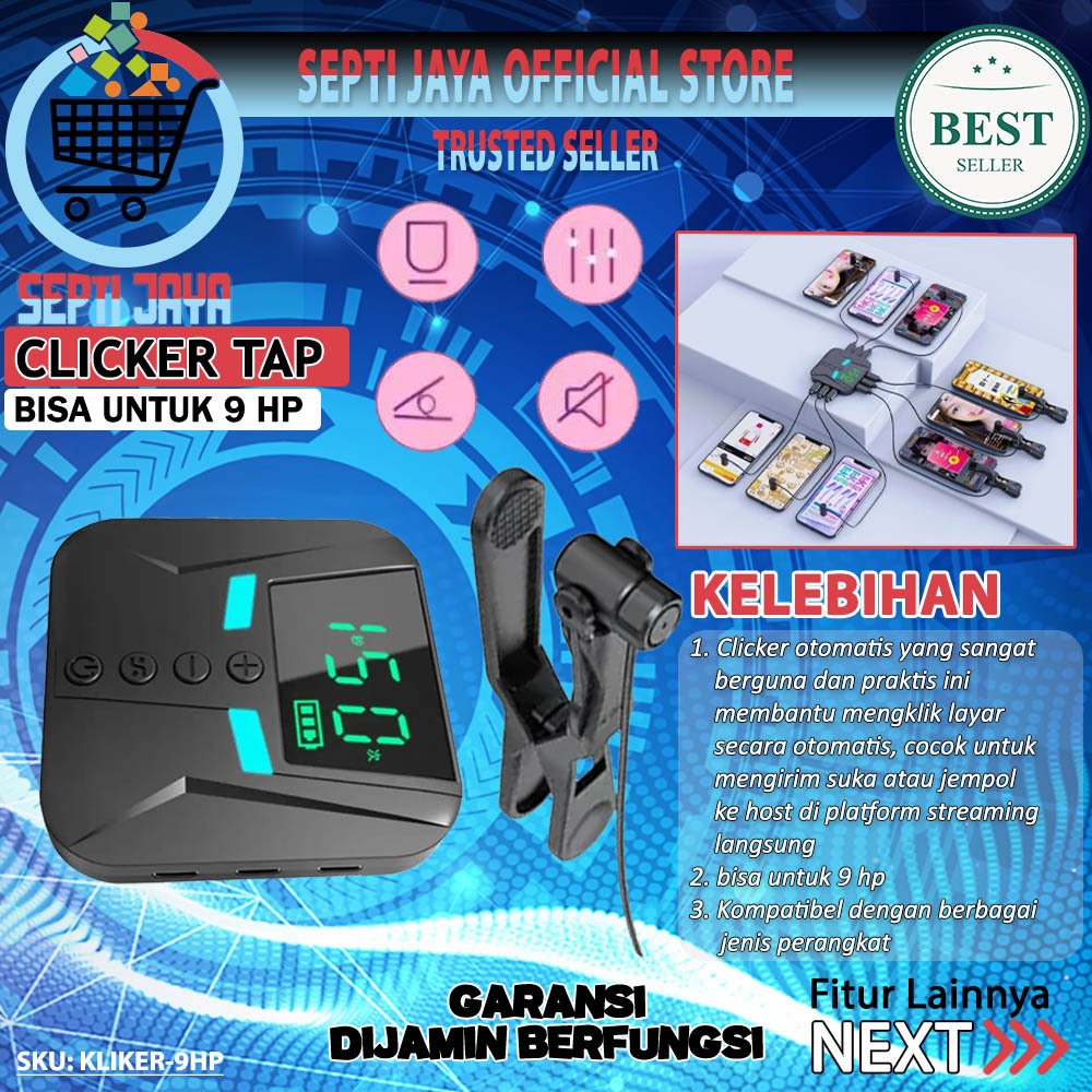 Alat Tap Tap Klik Layar Otomatis Smart Screen Auto Clicker USB Port 9 HP Handphone Automatic Clicker