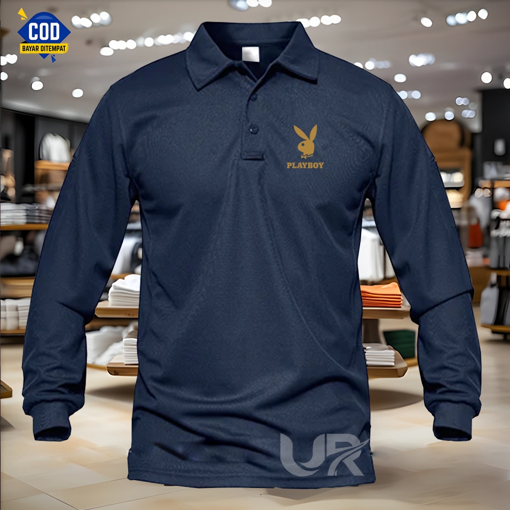 POLO Shirt KAOS POLO LENGAN PANJANG PRIA / WANITA POLO Playboy  Logo Gold// Kaos Kerah Polo Shirt Co