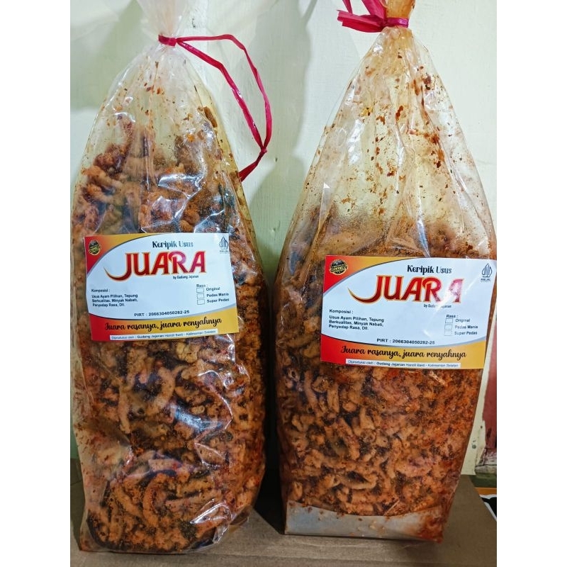 

Keripik Usus Pedas Asin Juara 1 ball