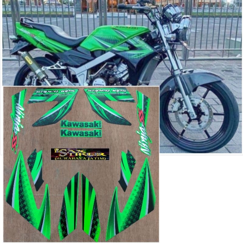 Striping Original Kawasaki Ninja SS hijau tahun 2011 2012
