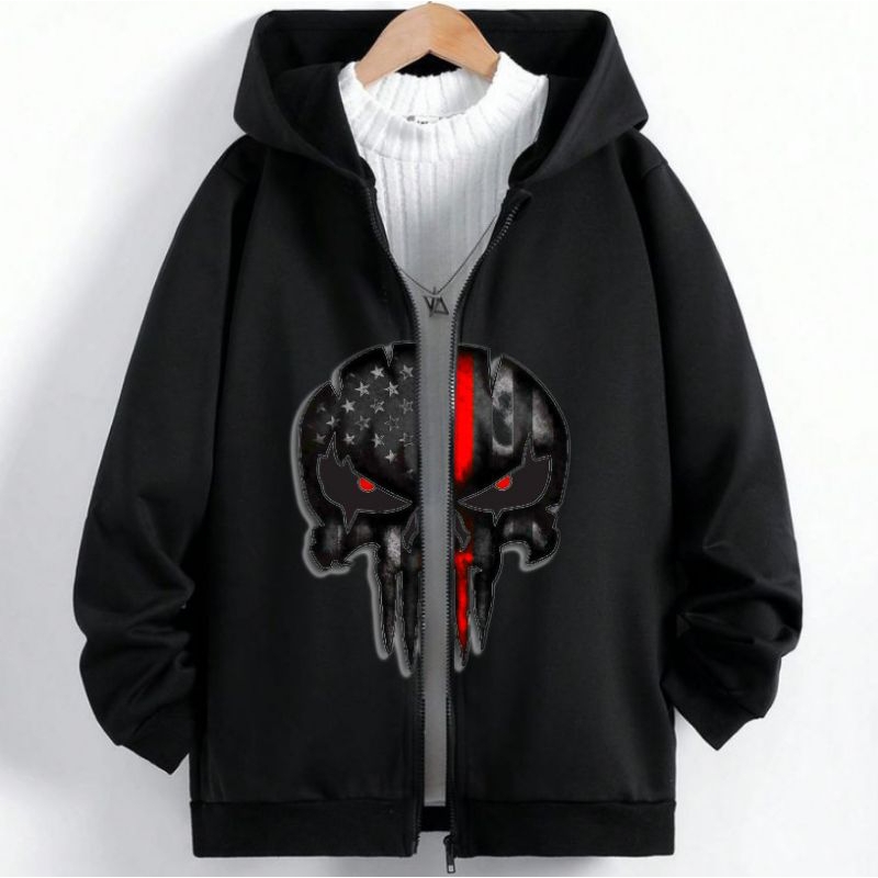 Jaket hoodie pria wanita zipper tanpa saku hitam jumbo S - 6XL jaket kombinasi resleting distro cowo