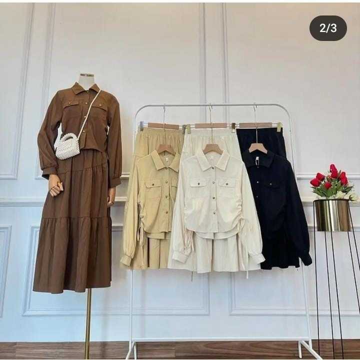 Zima setelan rok dan tunik muslimah terbaru  one set rok remaja muslim