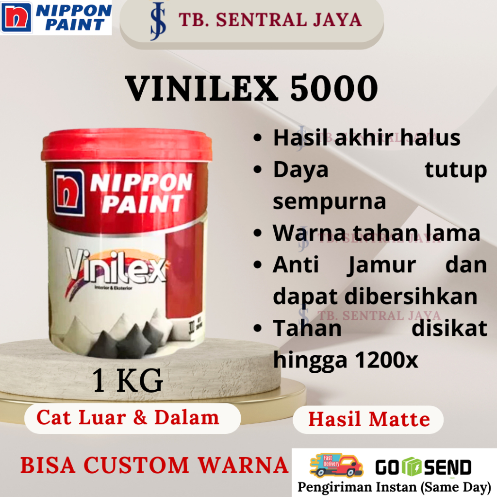 (NON COD)Vinilex 5000 1Kg Nippon Paint/Cat Tembok 1Kg/Cat Tembok Nippon Paint/Cat Tembok dalam & Lua