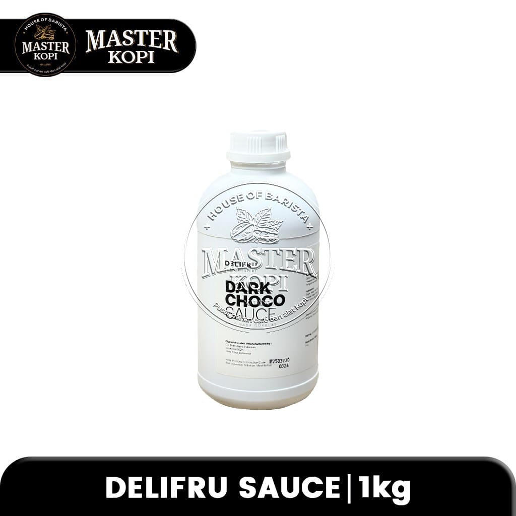 

Saus Dark Choco DELIFRU Sauce Topping Coklat Botol 1 Kg