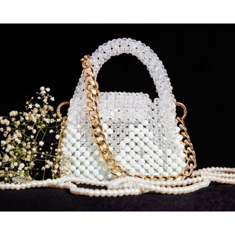 Billa Bag Marbel Mini premium,, Tas manik , Tas Mote, bead bag kekinian