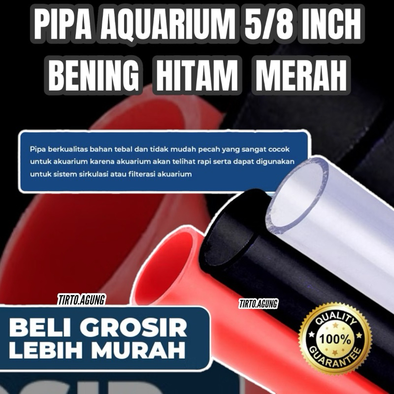 Pipa paralon hitam dan bening panjang 50cm filter aquarium aquascape ukuran 5/8